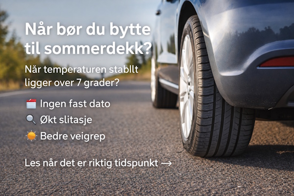 Bil p&aring; t&oslash;rr sommervei med nye sommerdekk montert